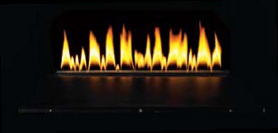 Ventless gas burner with glowing flame line