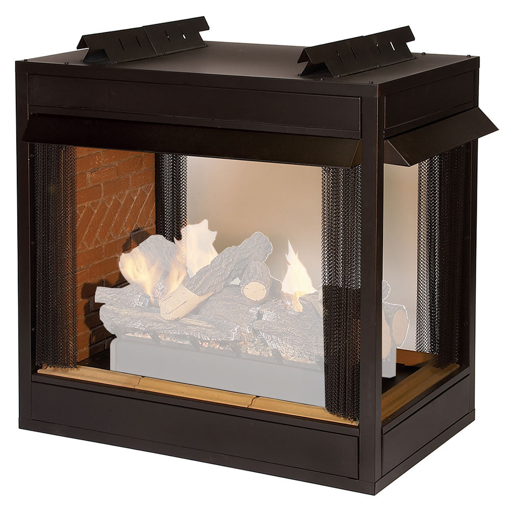 White Mountain Hearth VFP36PB2E Breckenridge Ventless Premium Peninsula Firebox with Banded Brick Liner, 36-Inches