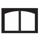 Decorative arched firebox doors with two blank window panels and dark frame