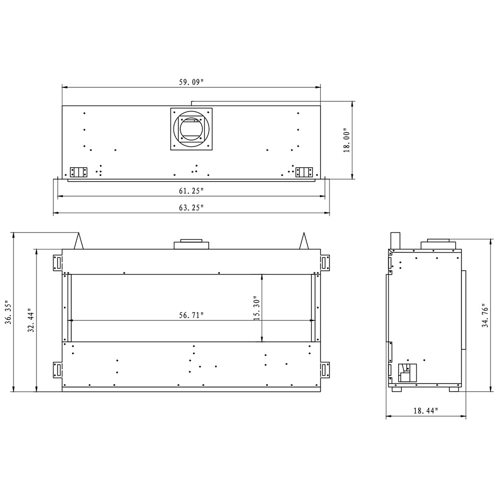 60-inch linear direct-vent gas fireplace framing dimensions diagram