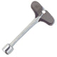 4-inch gas valve key with polished chrome finish and socket drive