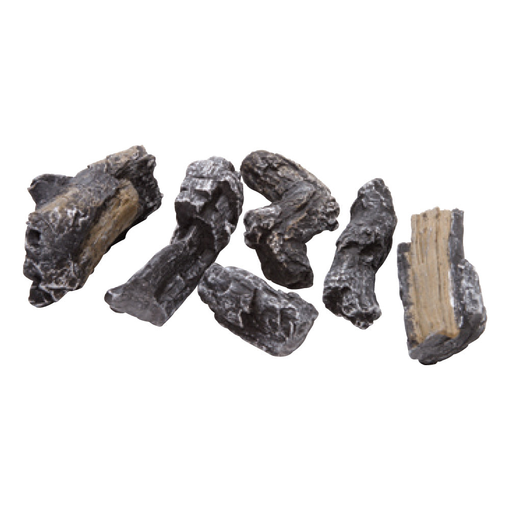 Decorative log bit set of six, dark gray/black and one light beige piece