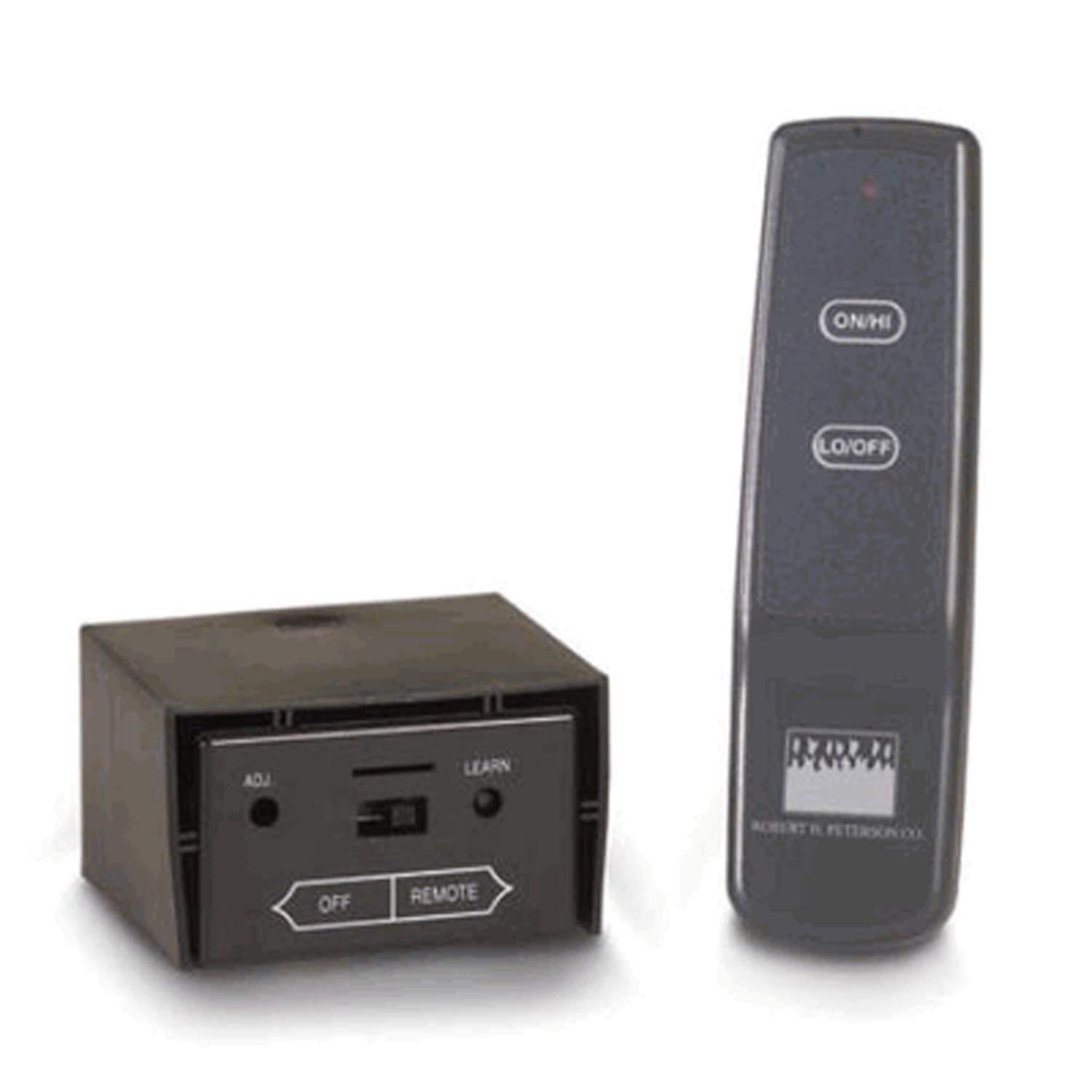 Fireplace flame modulating remote control with receiver and ON/OFF buttons
