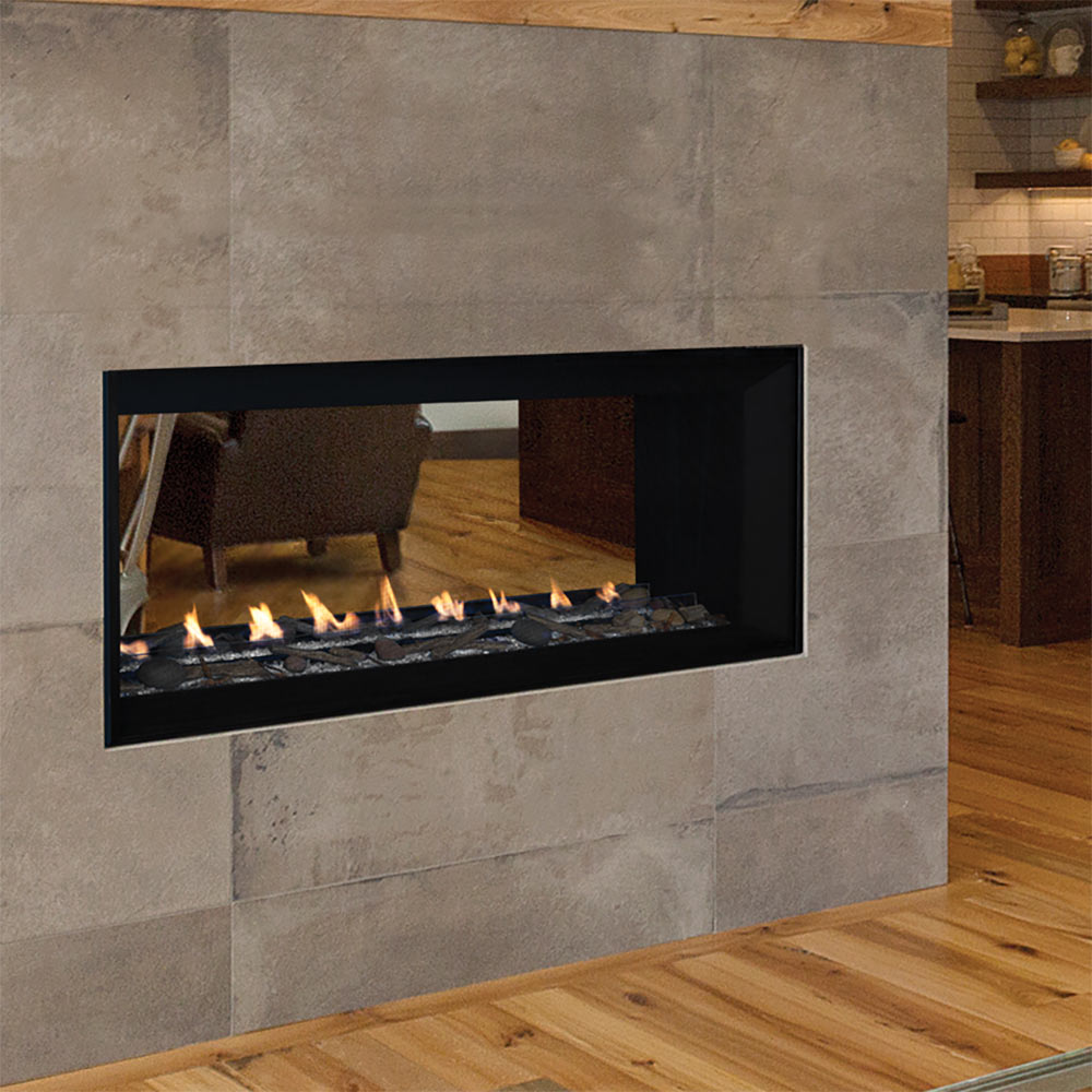 Superior 48-Inch Electronic Ignition See-Through Vent-Free Linear Gas Fireplace with Lights and Remote
