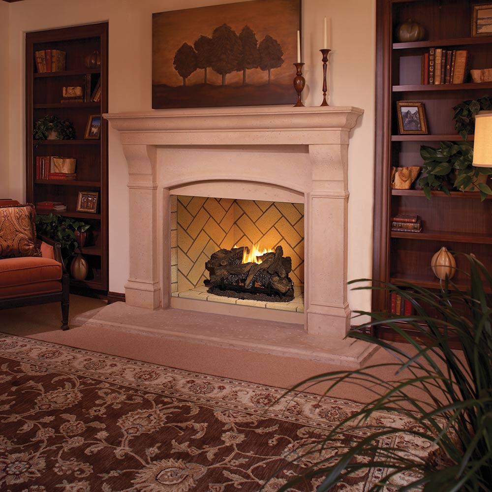 Superior VRT6036 36-Inch Mosaic Masonry Firebox with 24-Inch Vent-Free Gas Log Set