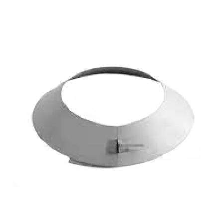 Gray metal vent pipe collar with oval opening and mounting tab, 8x11 in