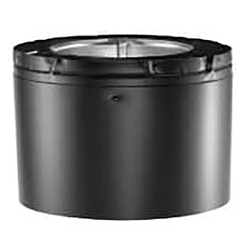 Black metal fireplace pipe adaptor, cylindrical with clamp ring