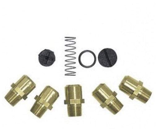 Propane conversion kit for fireplace: brass fittings, spring, O-ring, and black parts
