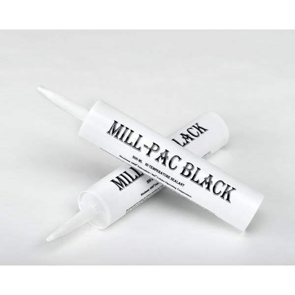 Hi-temperature sealant tube, white with MIL-PAC BLACK label and nozzle