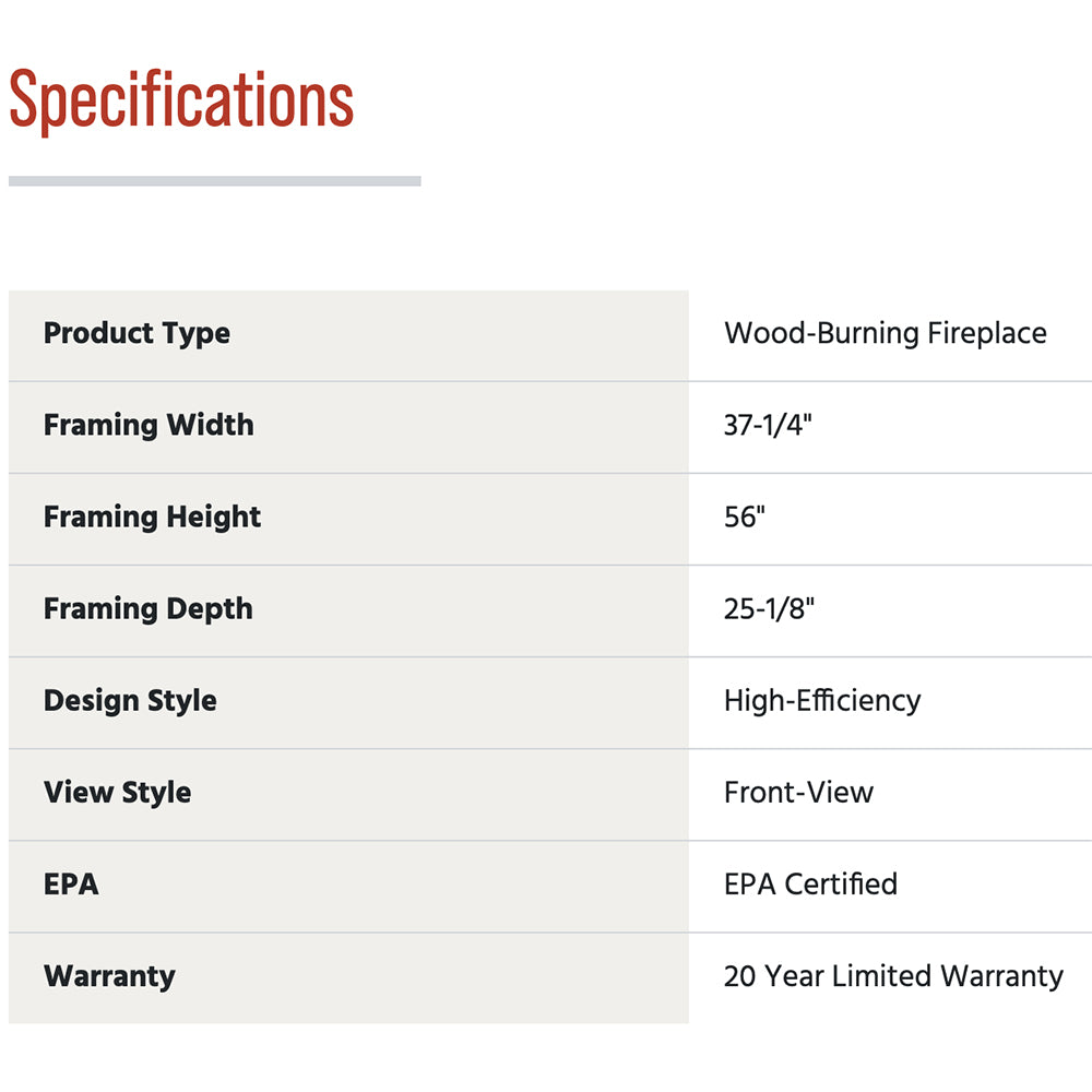 Superior Wood Burning Fireplace with Door and Facade (WCT4920WS)