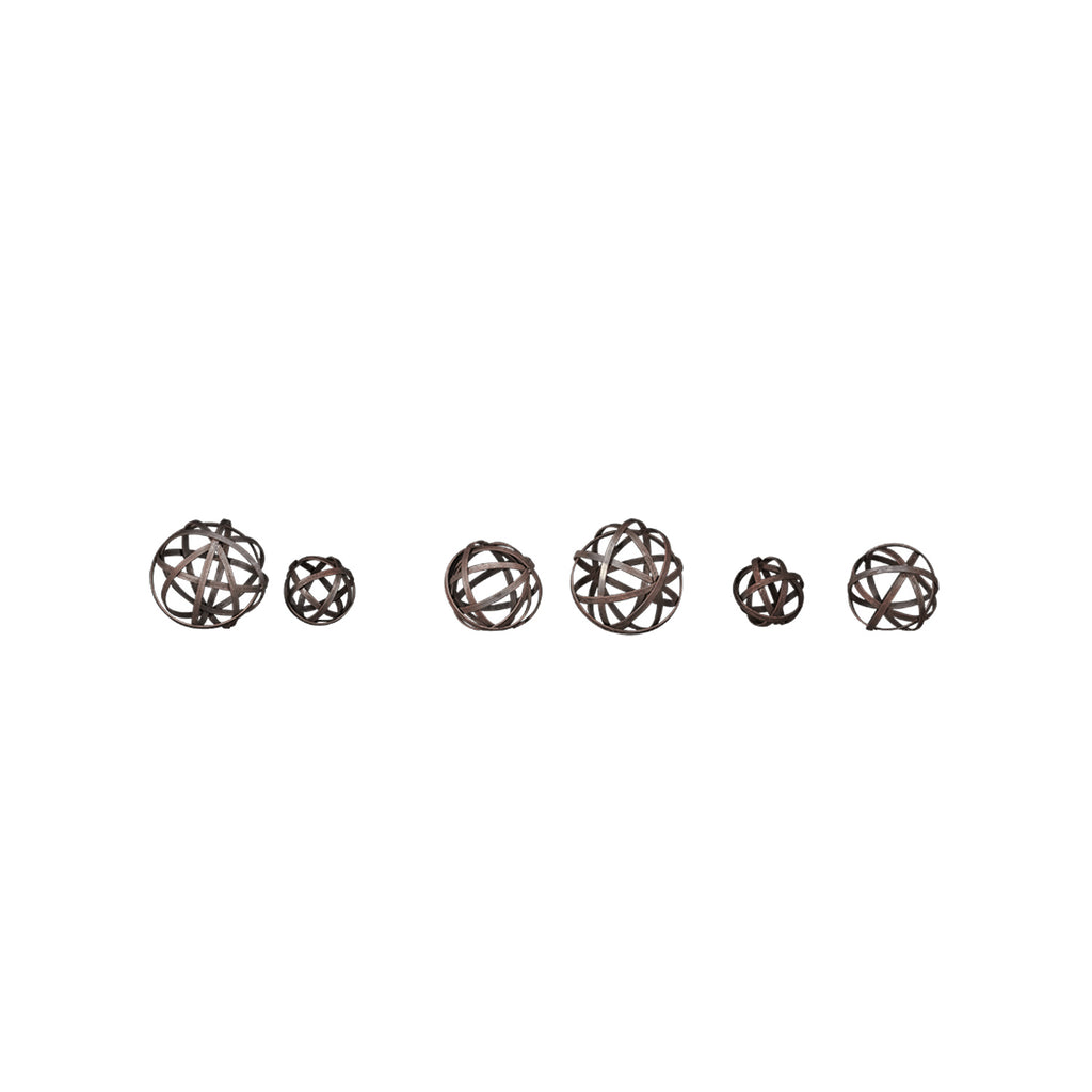 Wrought iron globe kit with six interlaced metal sphere frames