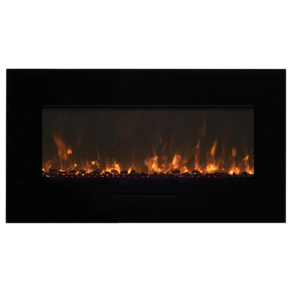 Amantii WM-FM Wall Mount/Built-In Smart Electric Fireplace with Logs and Glass Surround