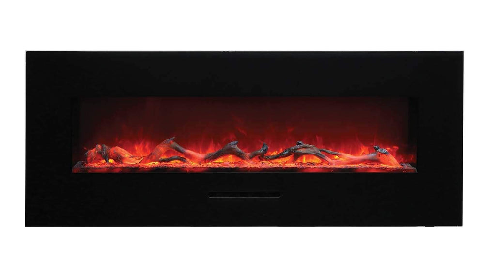 Amantii WM-FM Wall Mount/Built-In Smart Electric Fireplace with Logs and Glass Surround