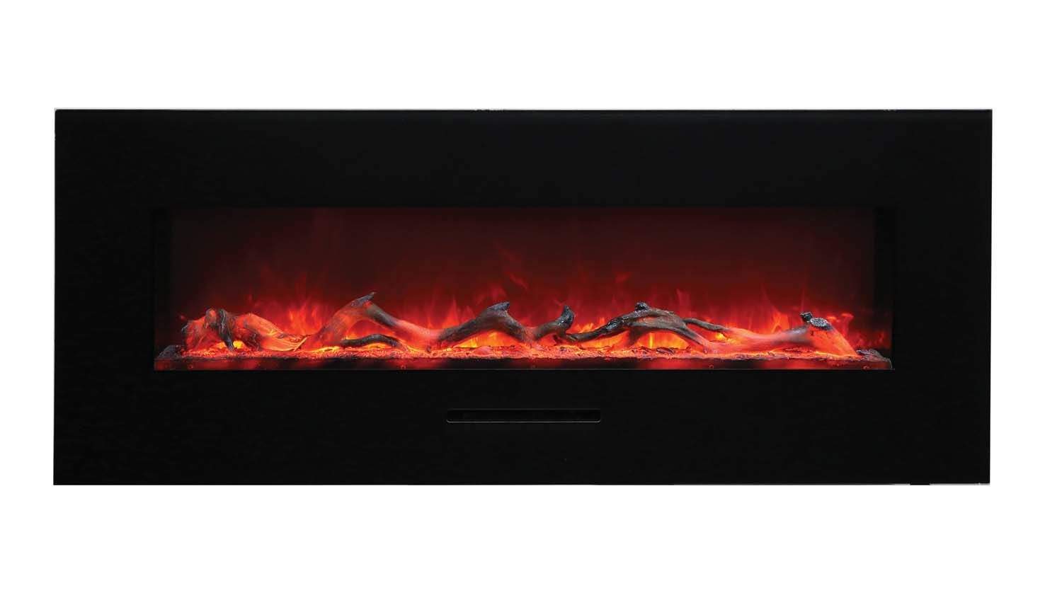 Amantii WM-FM Wall Mount/Built-In Smart Electric Fireplace with Logs and Glass Surround
