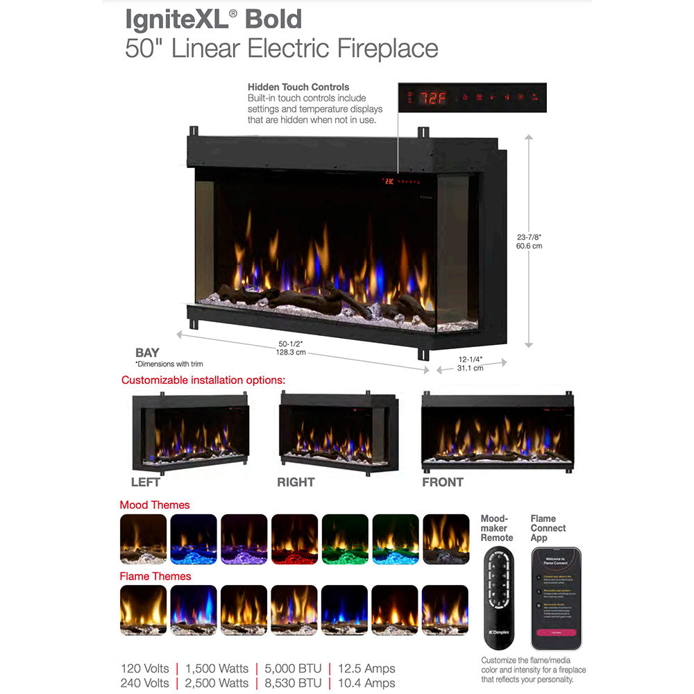 Dimplex IgniteXL Bold Deep Built-In Linear Electric Fireplace, 50-Inch