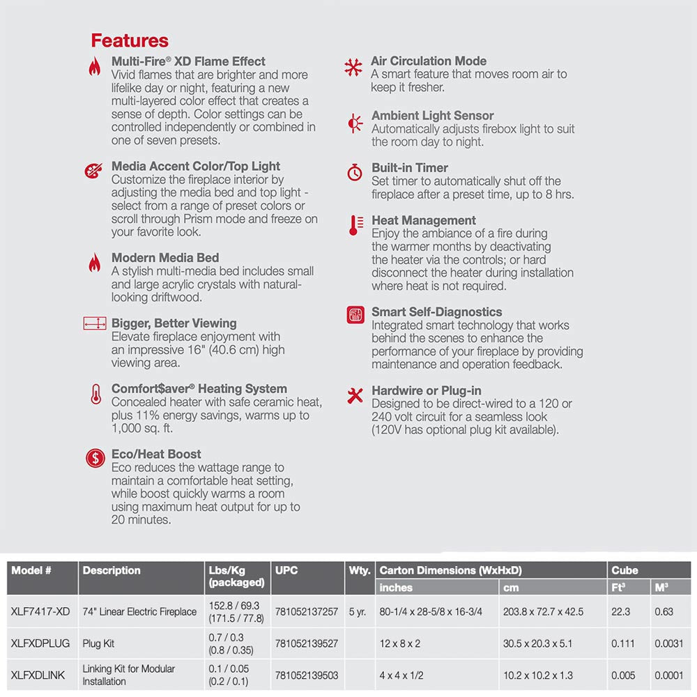 Dimplex IgniteXL Bold Deep Built-In Linear Electric Fireplace, 74-Inch