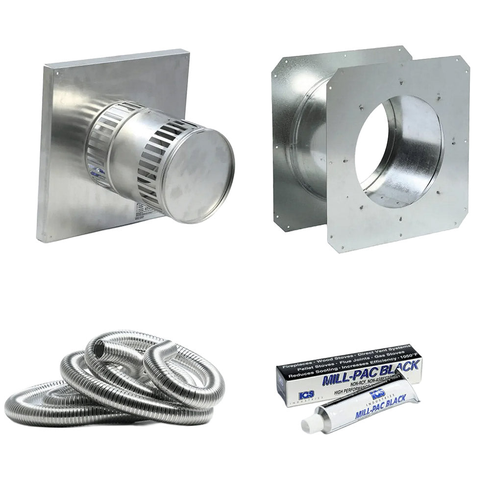 Kingsman chimney vent starter kit with galvanized wall plate and round starter duct