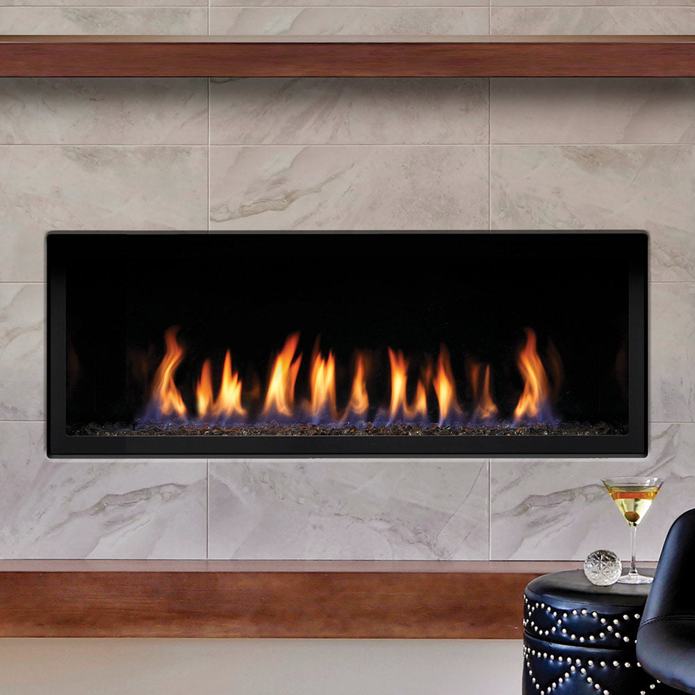 Kingsman ZCVRB60 66-Inch Zero Clearance Linear Direct Vent Gas Fireplace with Fire Glass