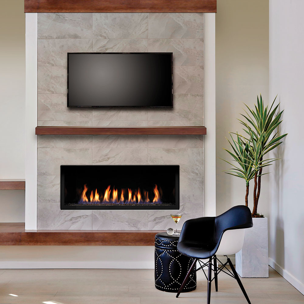 Kingsman ZCVRB60 66-Inch Zero Clearance Linear Direct Vent Gas Fireplace with Fire Glass