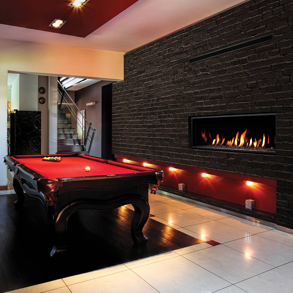 Kingsman ZCVRB60 66-Inch Zero Clearance Linear Direct Vent Gas Fireplace with Fire Glass