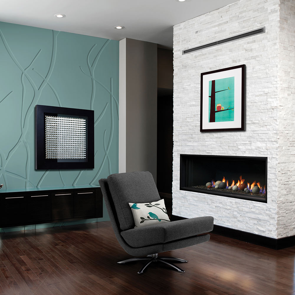 Kingsman ZCVRB60 66-Inch Zero Clearance Linear Direct Vent Gas Fireplace with Fire Glass