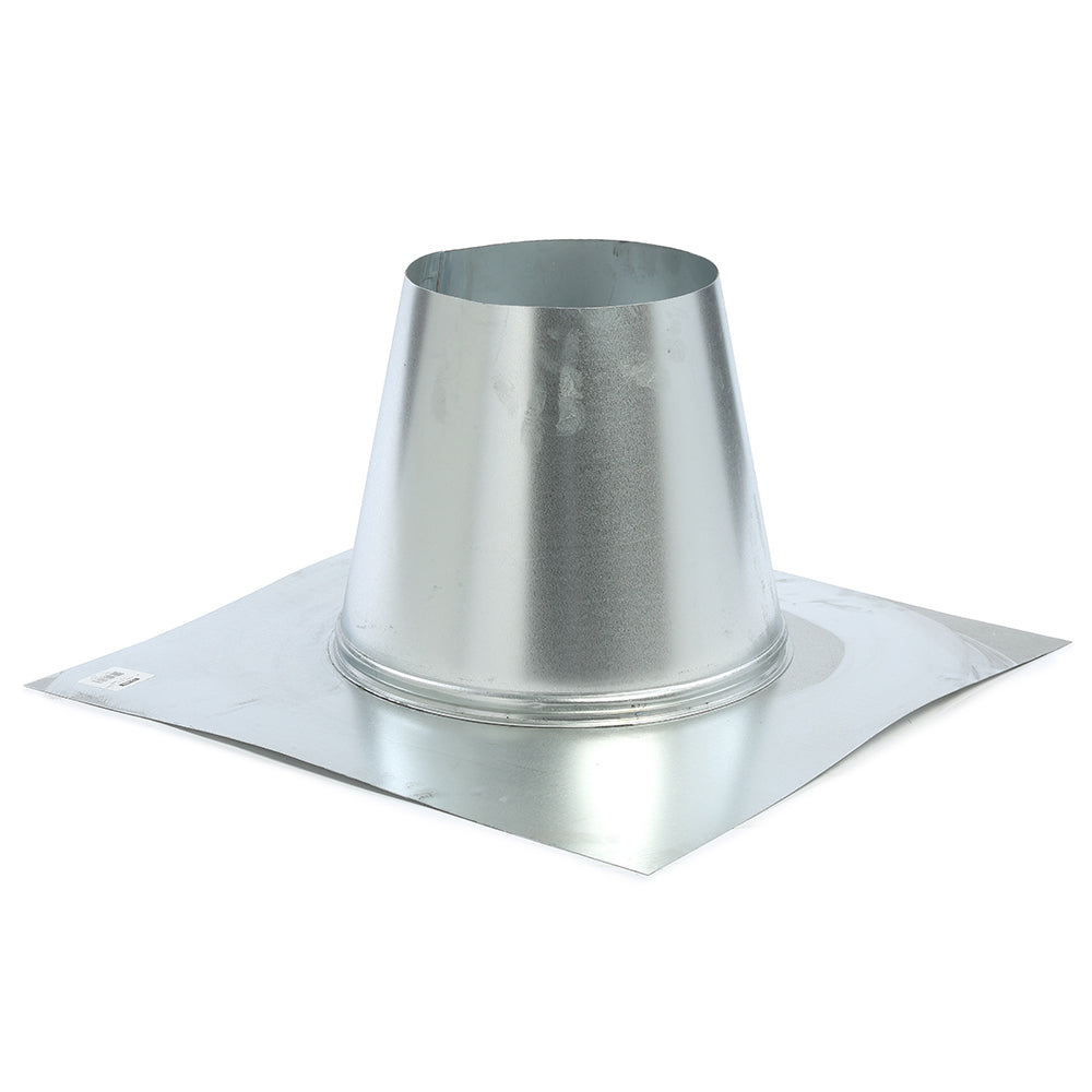 Galvanized roof flashing with storm collar and flat base for vertical vent