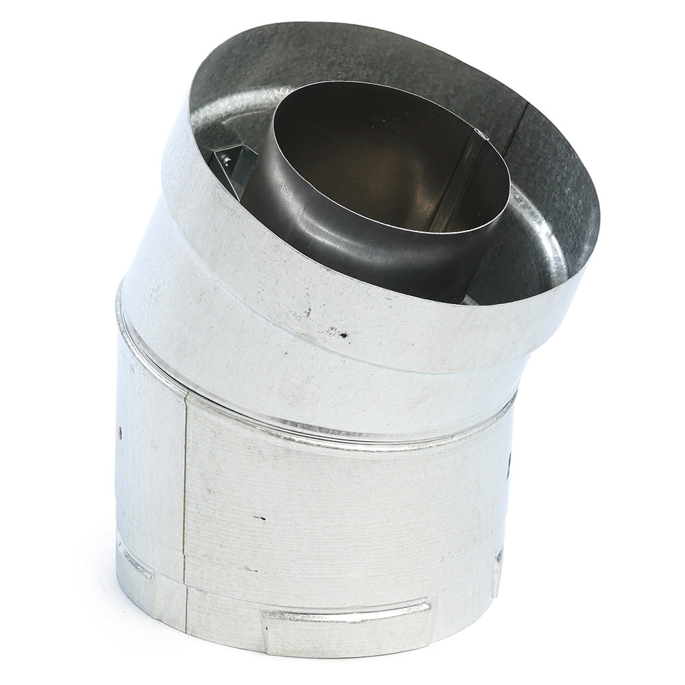 Rigid sloped flue pipe adapter, metal with black inner collar