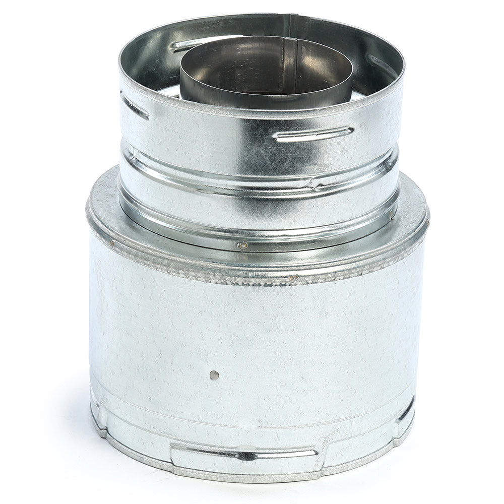 Kingsman DuraVent galvanized stove pipe adapter with interlocking collars