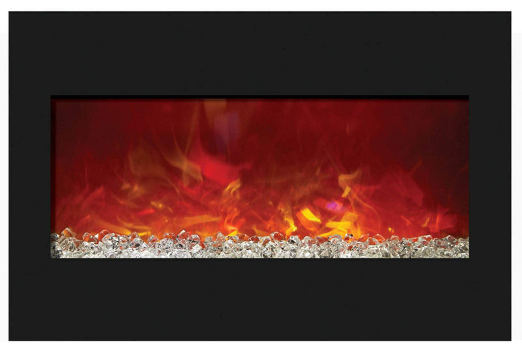 Built-in electric fireplace, 33-inch, black frame with simulated flame and embers