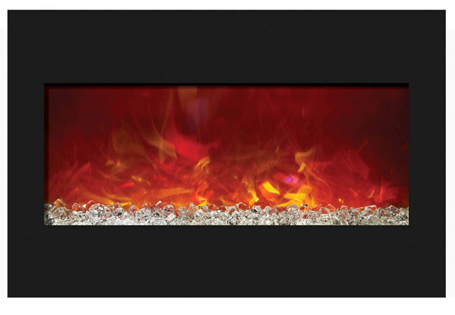 Built-in electric fireplace, 33-inch, black frame with simulated flame and embers