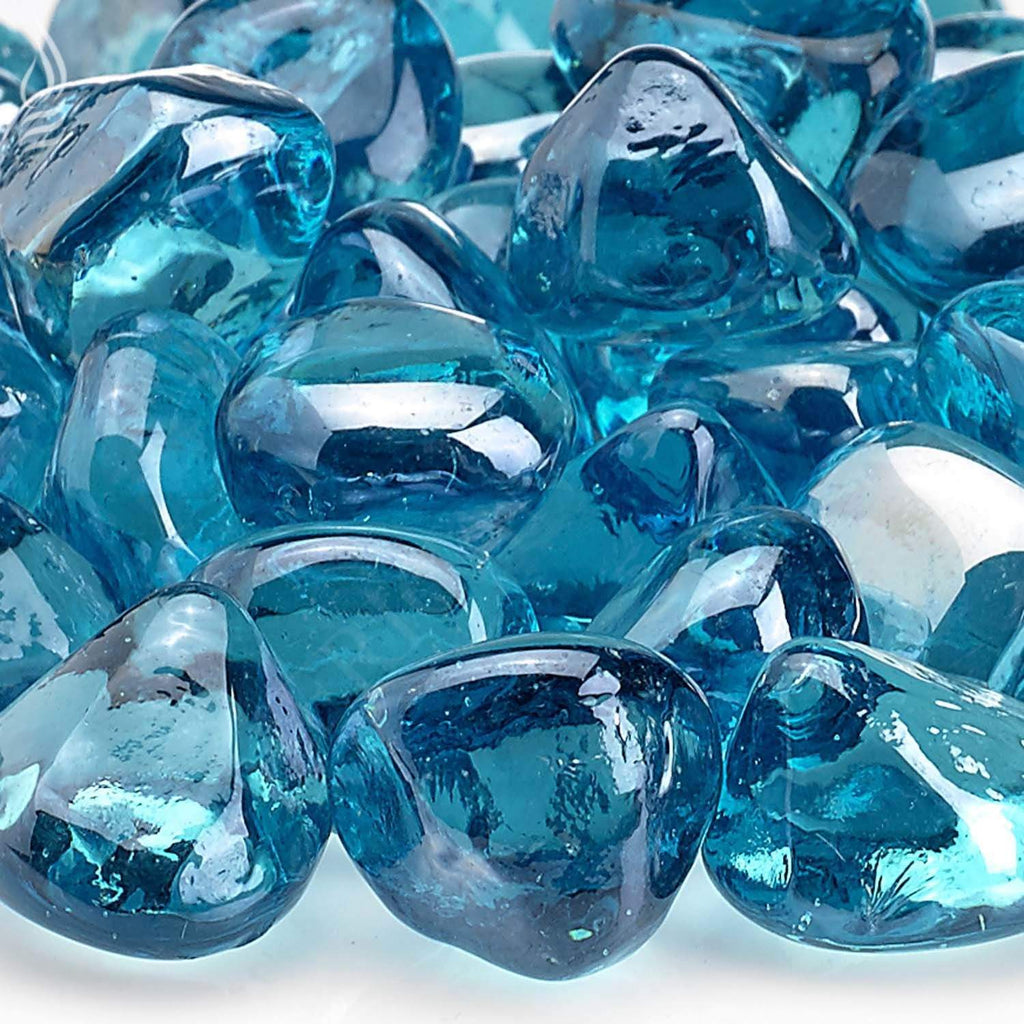 American Fire Glass 1-Inch Zircon Fire Glass, 10-Pounds, Powder Blue Luster