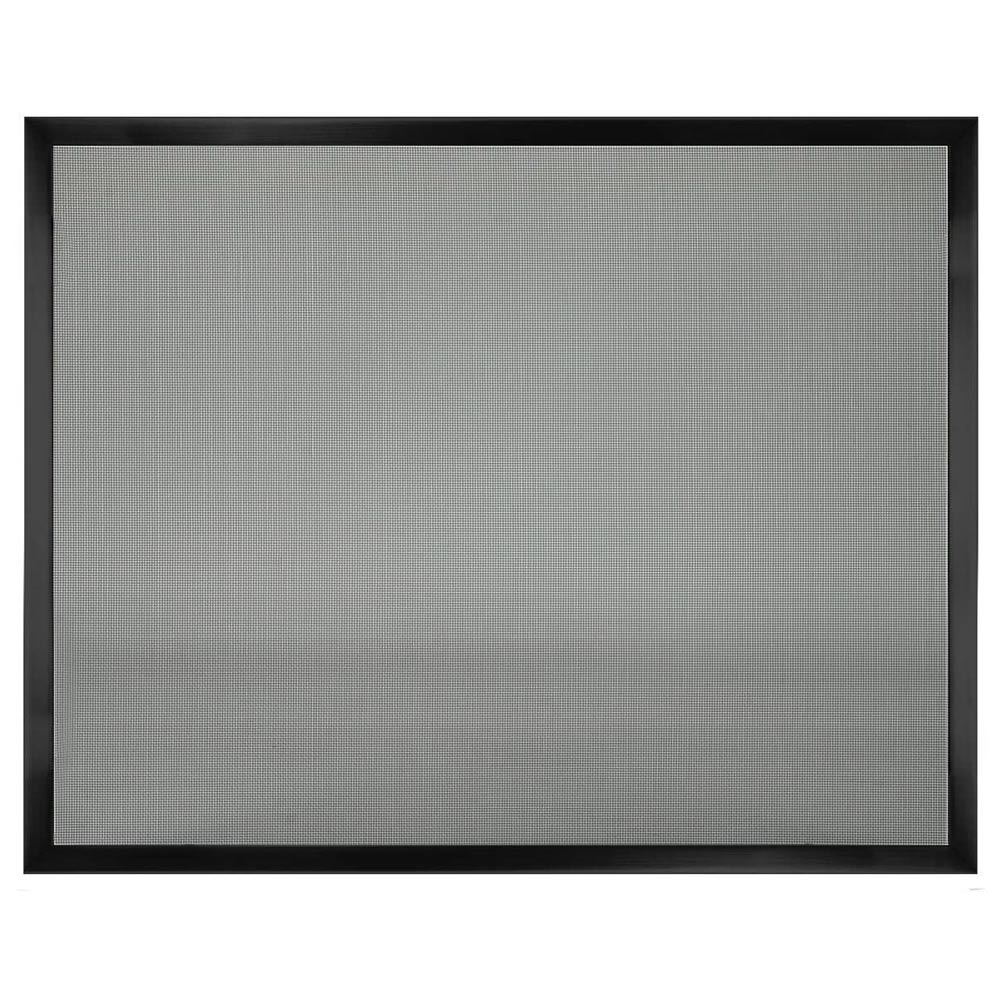 Black rectangular door frame with fixed gray mesh screen