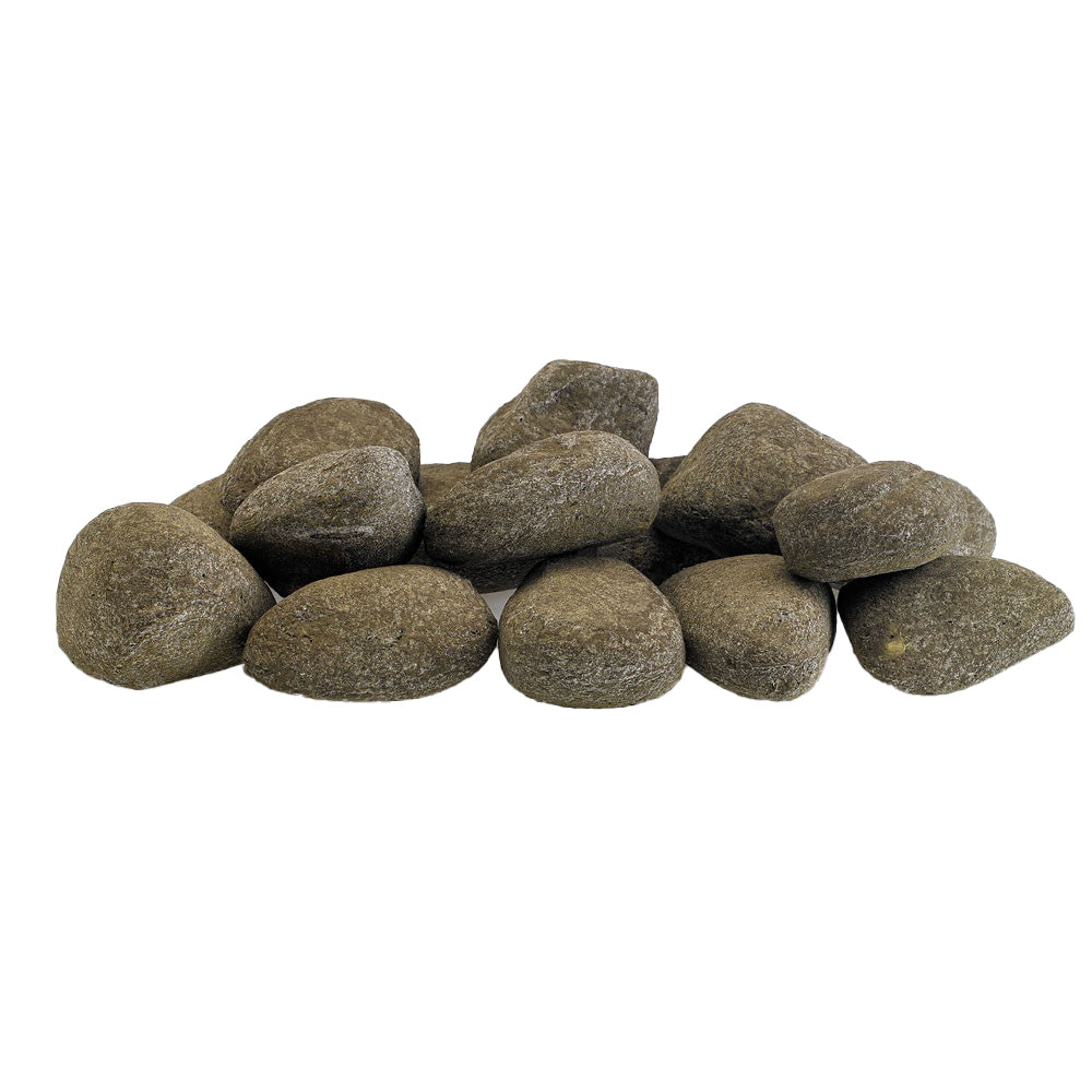 Dark gray ceramic stones, mixed sizes, smooth oval river-rock set (15)