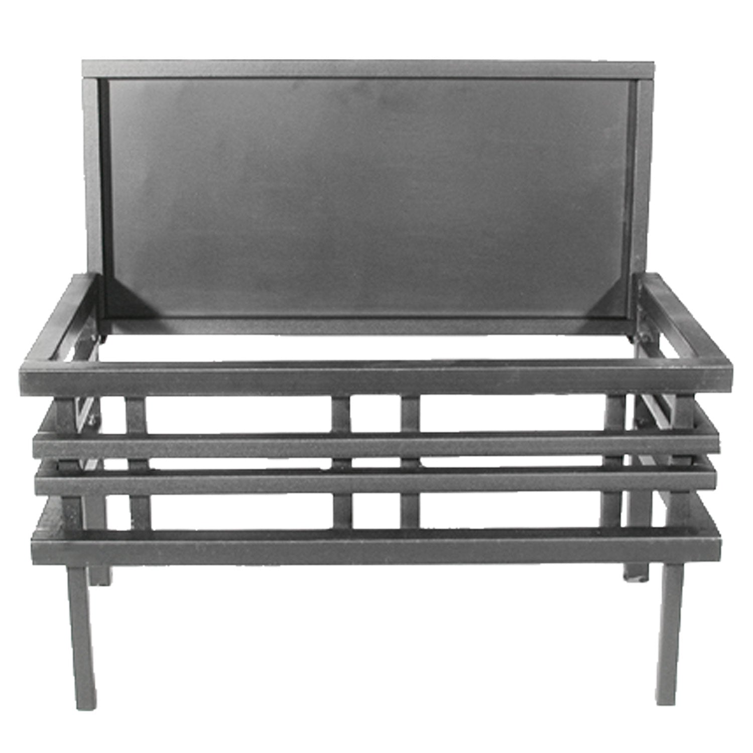 Coalfire all-steel fire basket in gray with raised side rails and grate stack