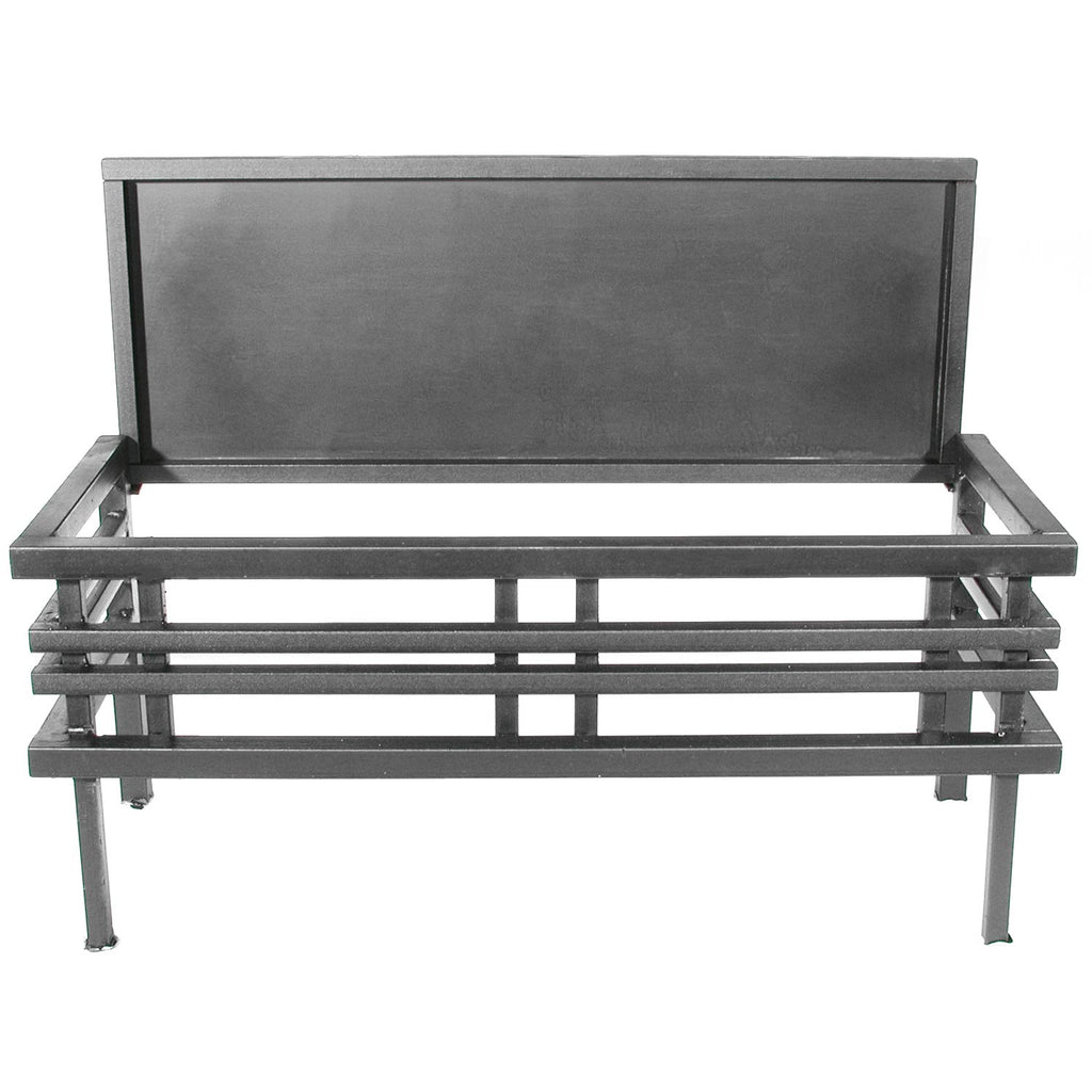 Coalfire all-steel fire basket in gray with wide front opening and stacked grates