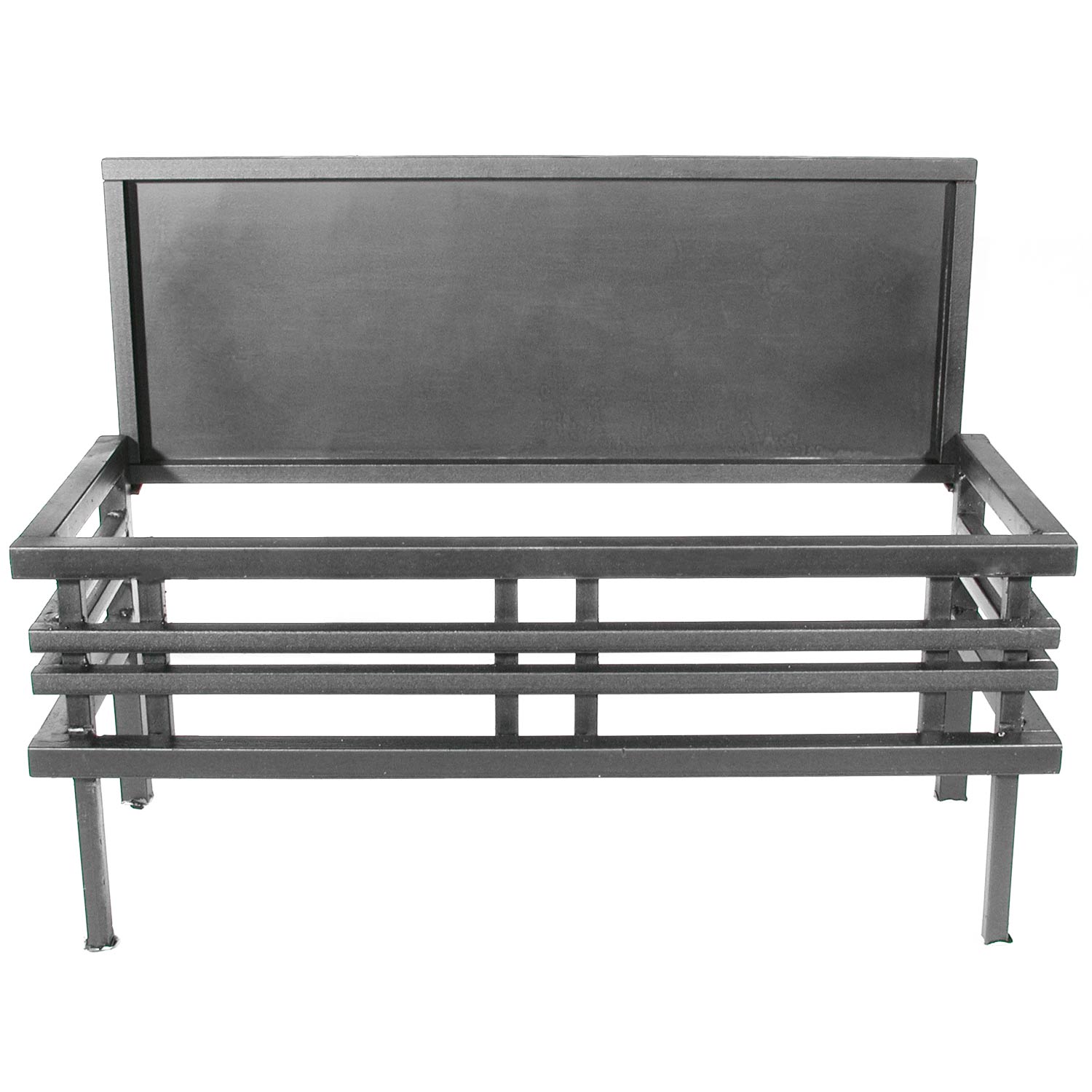 Coalfire all-steel fire basket in gray with wide front opening and stacked grates