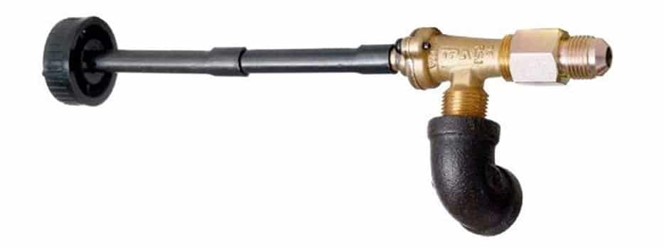 Real Fyre on/off gas valve with extension, brass fittings, black control knob and handle