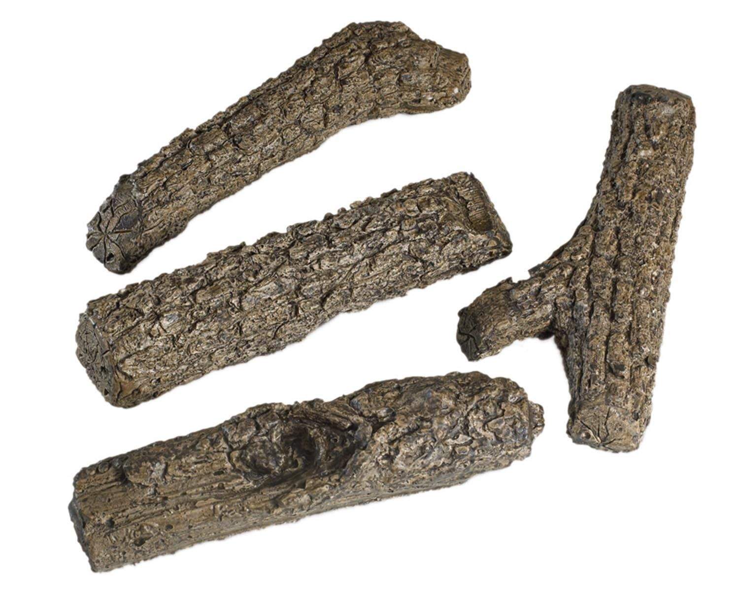 Real Fyre oak branch pieces, 9-inch, bark-textured, set of two