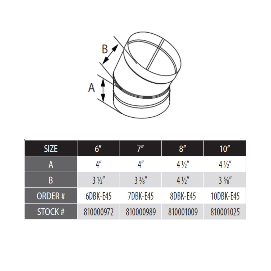 DuraVent DBK-E45 DuraBlack 45 Degree Elbow