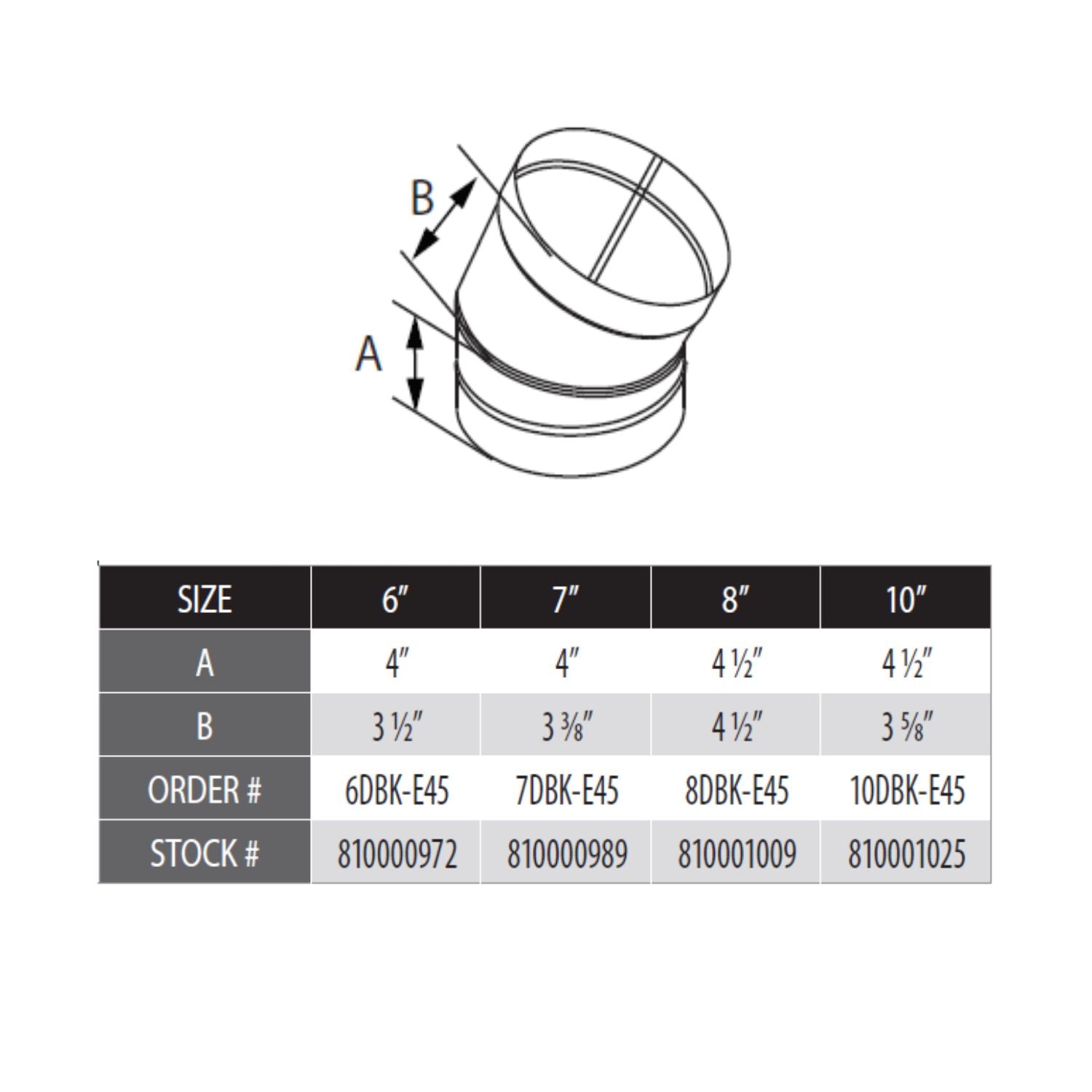 DuraVent DBK-E45 DuraBlack 45 Degree Elbow
