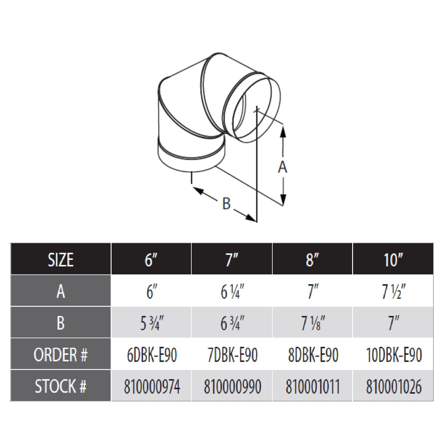 DuraVent DBK-E90 DuraBlack 90 Degree Elbow