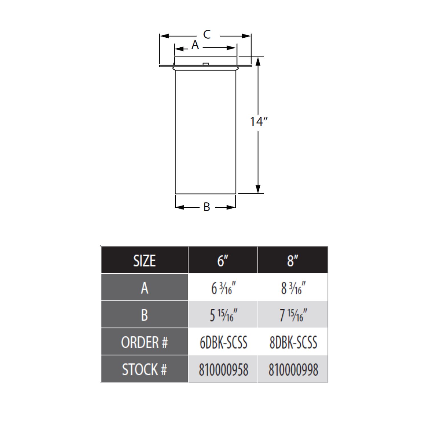 DuraVent DBK-SCSS DuraBlack Stainless Steel Slip Connector with Trim