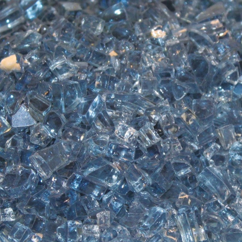 Blue clear crushed glass decorative chips with small faceted pieces
