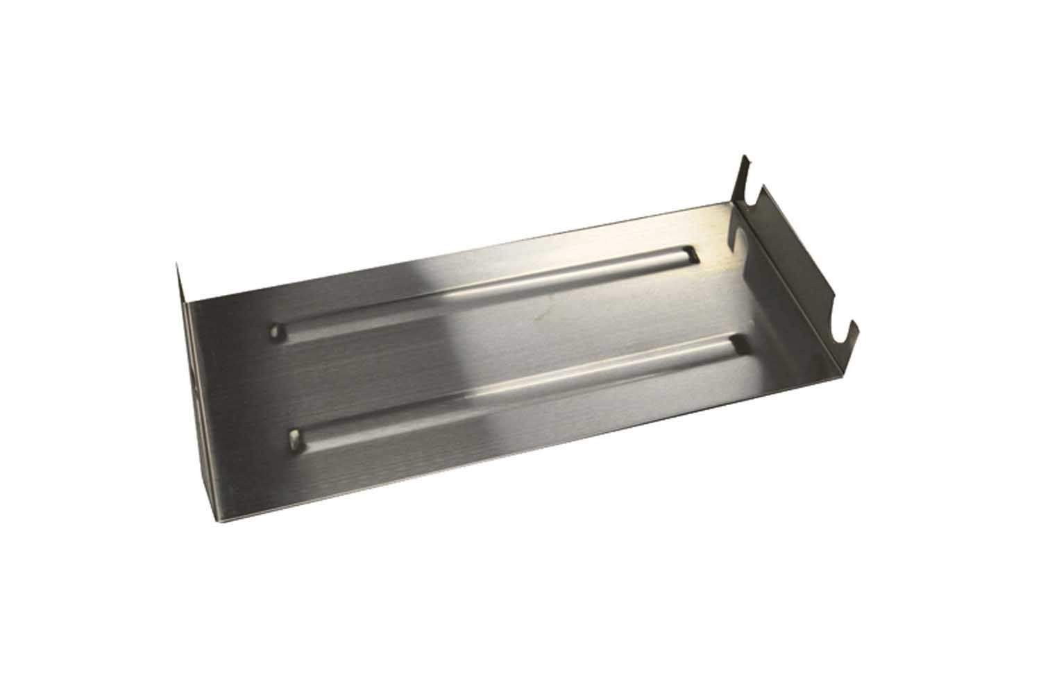 Rectangular stainless steel fireplace burner pan with two long heating channels