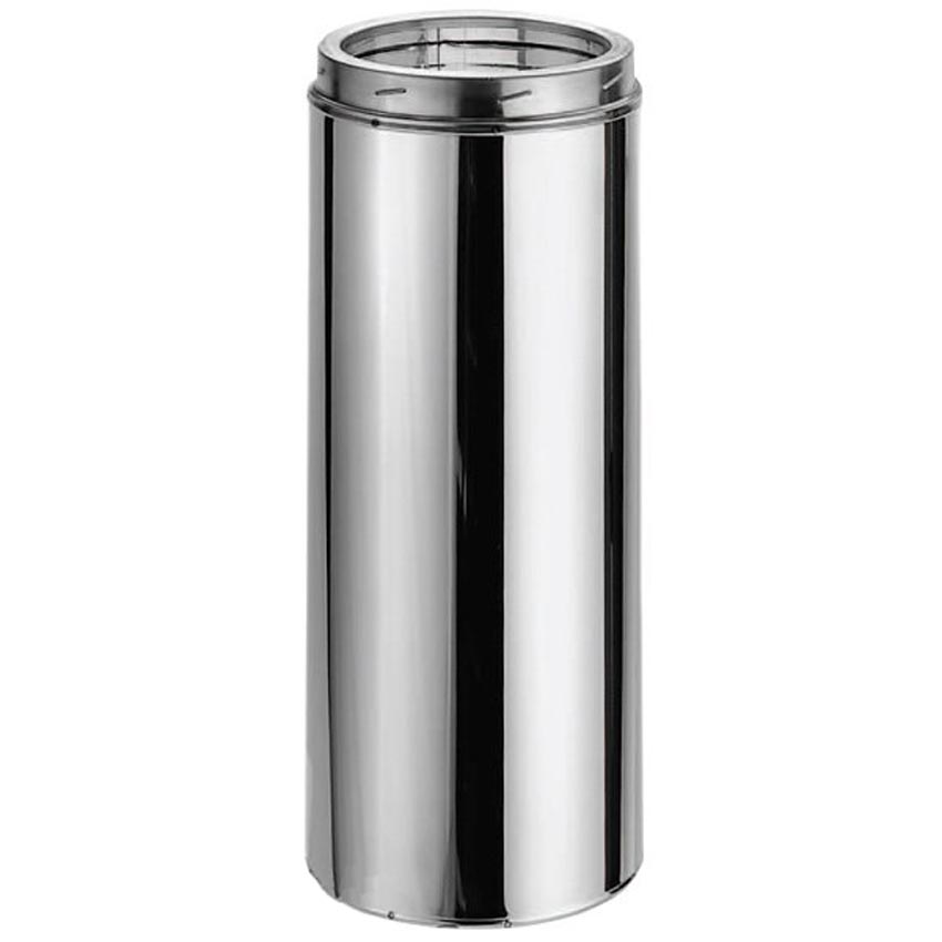 Stainless steel chimney pipe with flanged top, cylindrical open-end tube