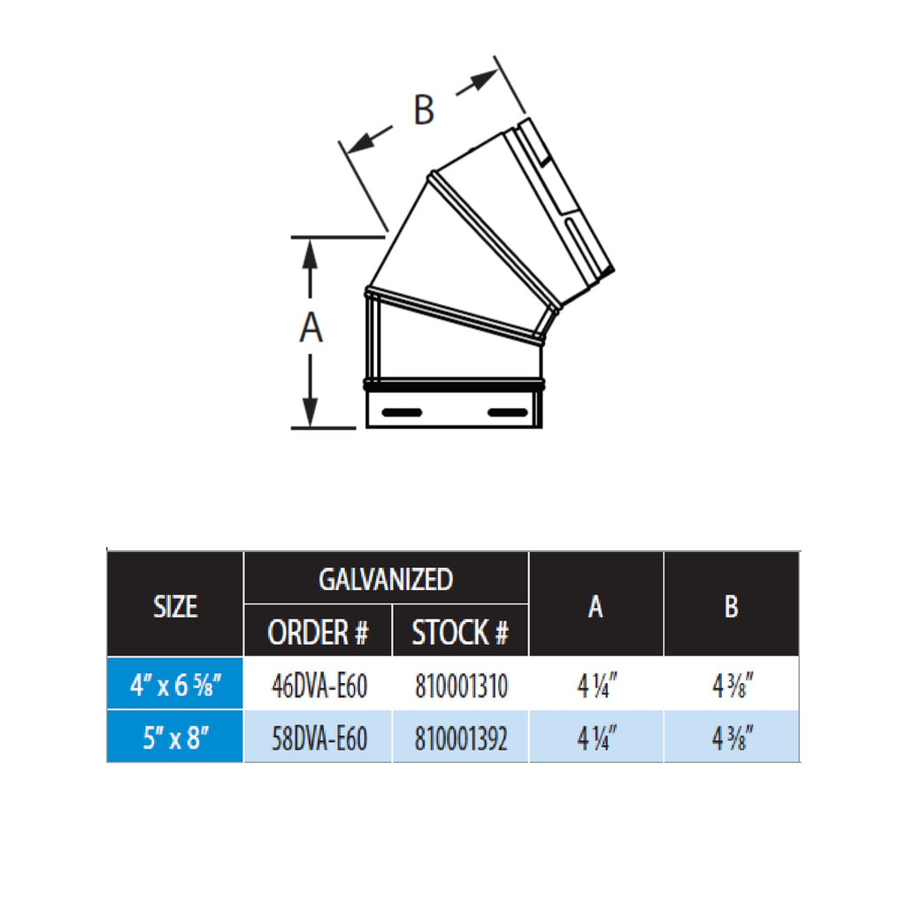 DuraVent DVA-E60 DirectVent Pro Galvanized Steel 60 Degree Elbow