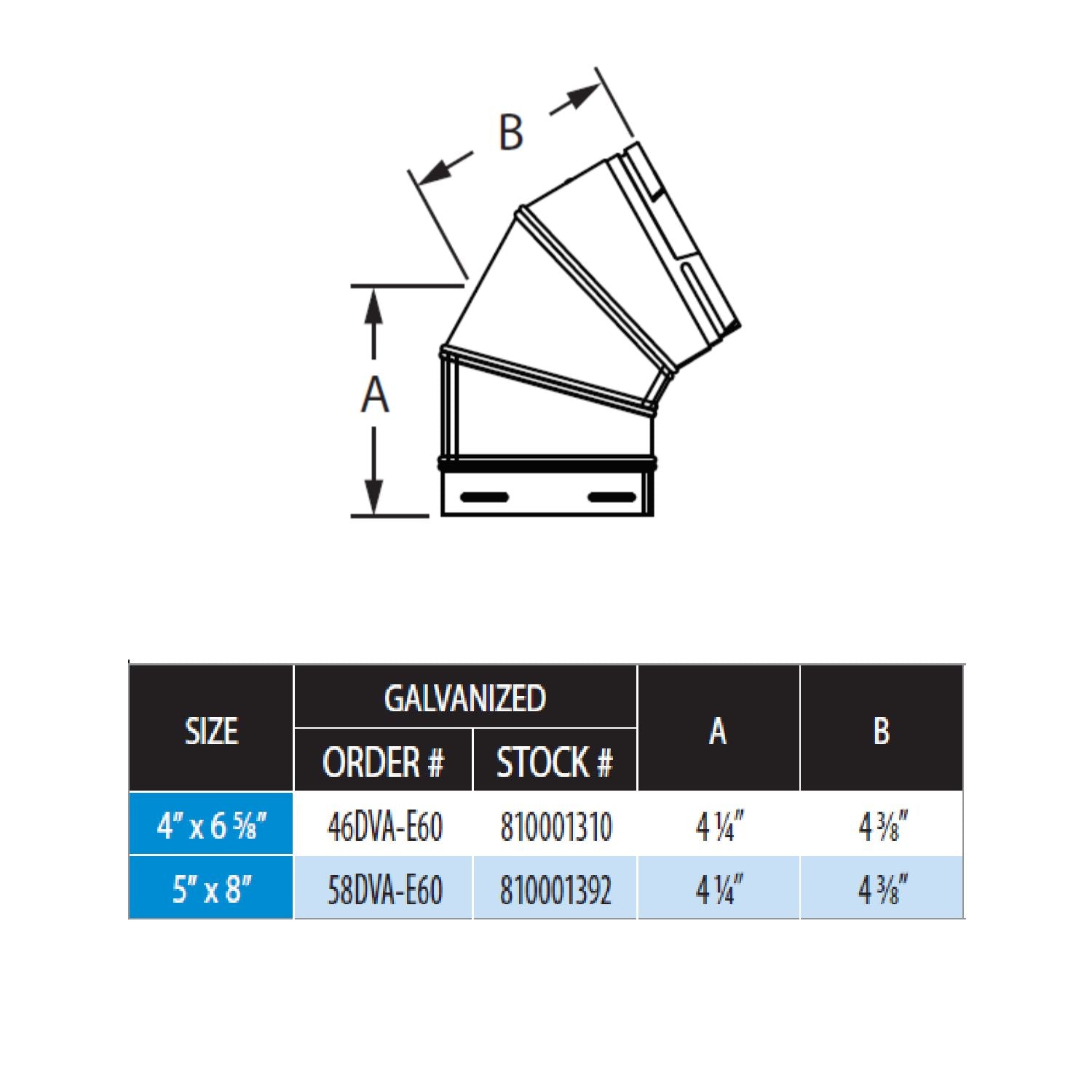 DuraVent DVA-E60 DirectVent Pro Galvanized Steel 60 Degree Elbow