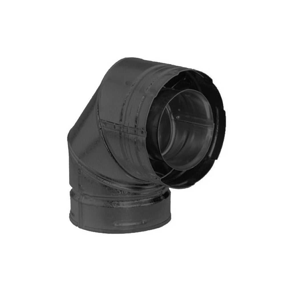 Black 90-degree DirectVent Pro vent elbow with snap-lock couplings