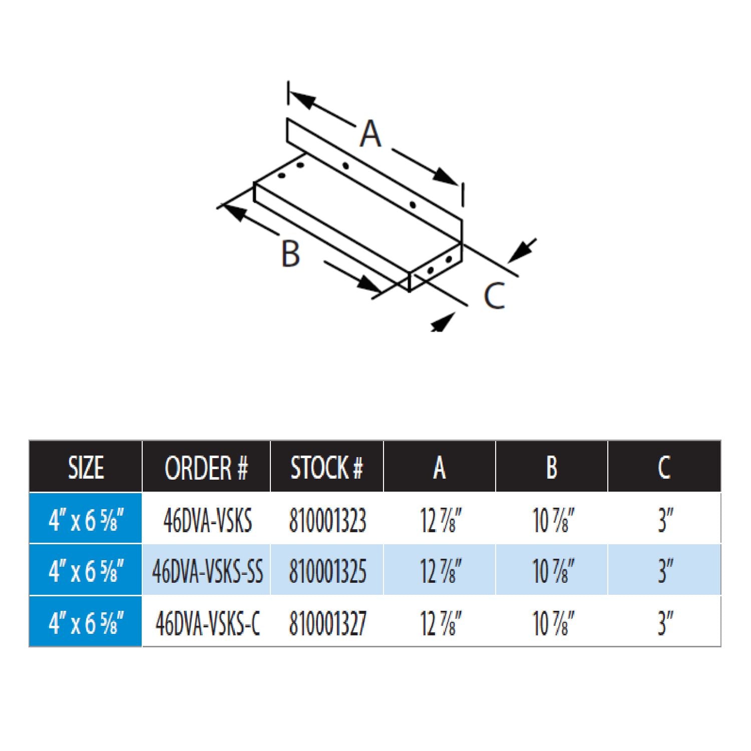 Standoff kit dimensional diagram showing base plate and support frame measurements