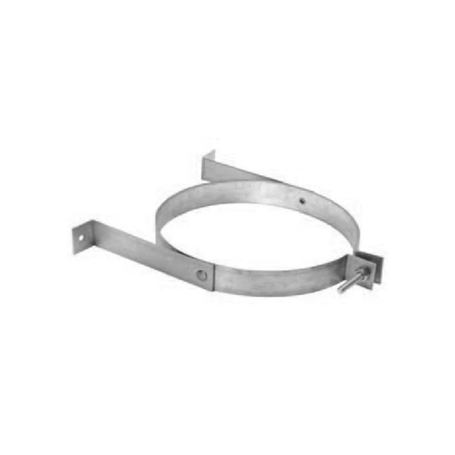Metal wall strap with circular support ring and mounting brackets for DirectVent Pro vent pipe